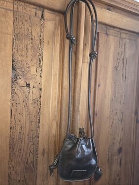 FREEBIRD Stella Mini Crossbody Sling Bag Distressed Black Brown Leather